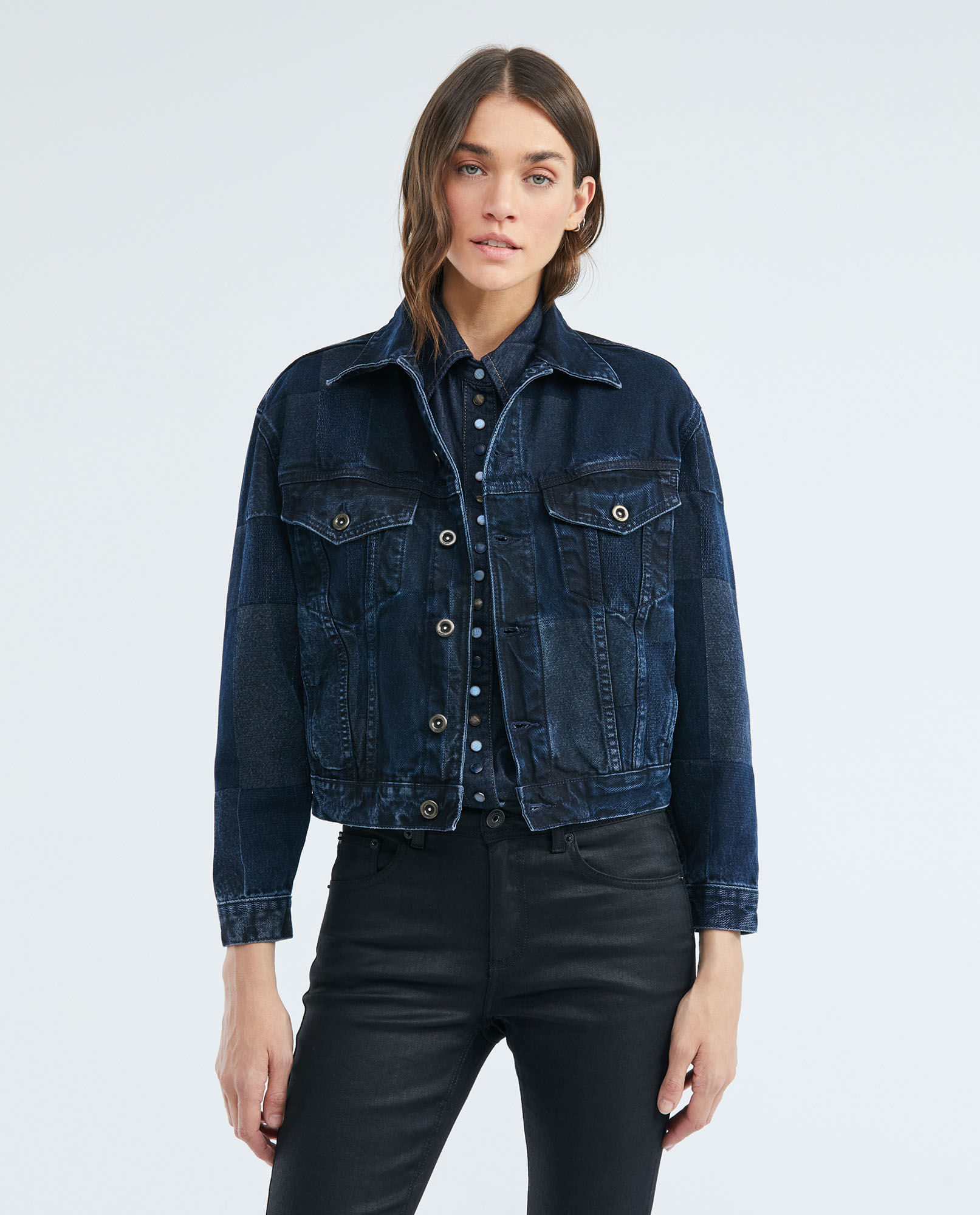 Chaqueta de Mujer en Denim, Tipo Trucker Straight Fit - Azul Ultra Oscuro