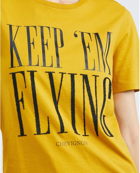 Camiseta Gráfica de Mujer, Manga Corta Cuello Redondo - Estampado Plastisol Mate y Caviar
