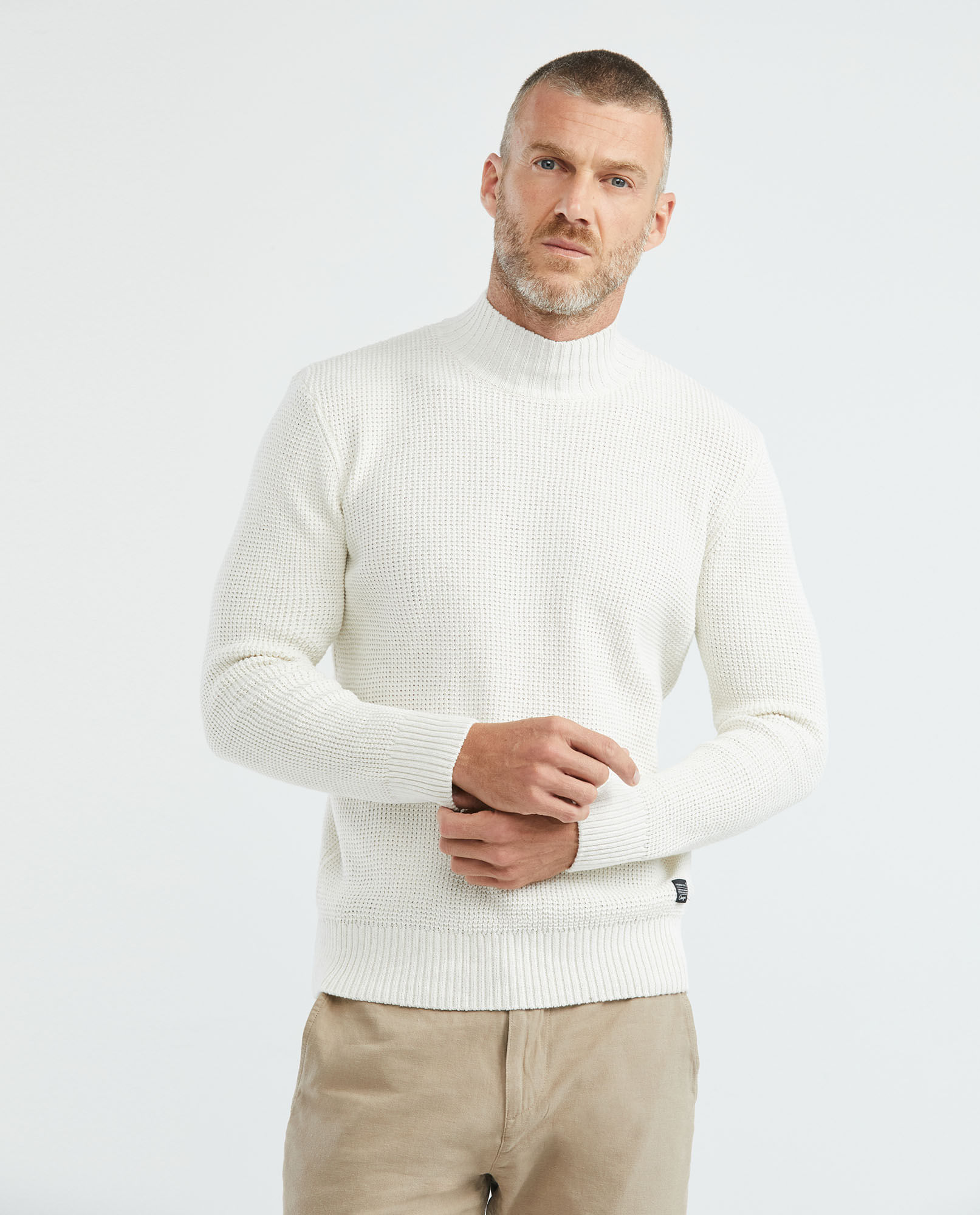 Suéter Tejido para Hombre, Cerrado Cuello Tortuga - Tejido Perlado Dos Hebras