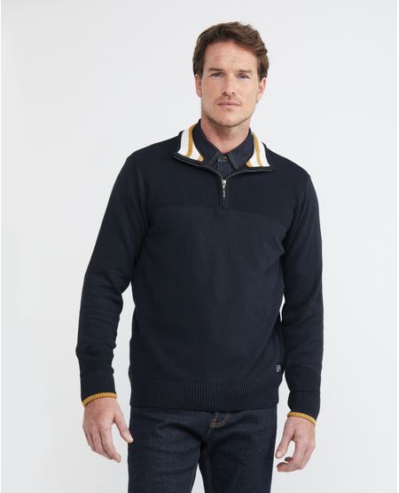 Suéter Tejido para Hombre, Cerrado Cuello Nerú - Media Perilla con Cierre