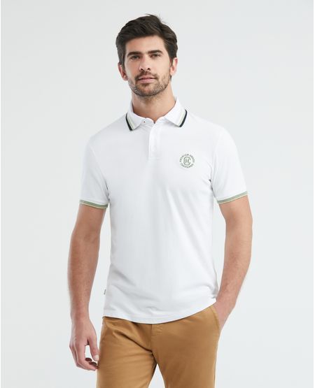 Camiseta de Hombre Tipo Polo, Slim Fit Manga Corta - Rayas en Tejidos