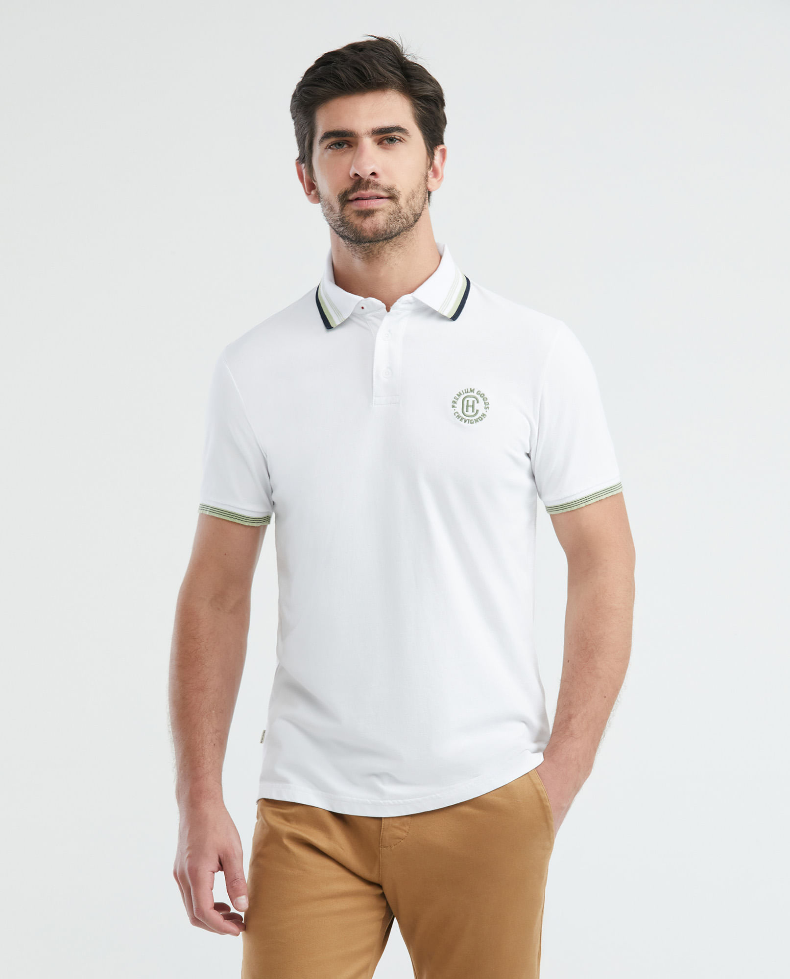 Camiseta de Hombre Tipo Polo, Slim Fit Manga Corta - Rayas en Tejidos