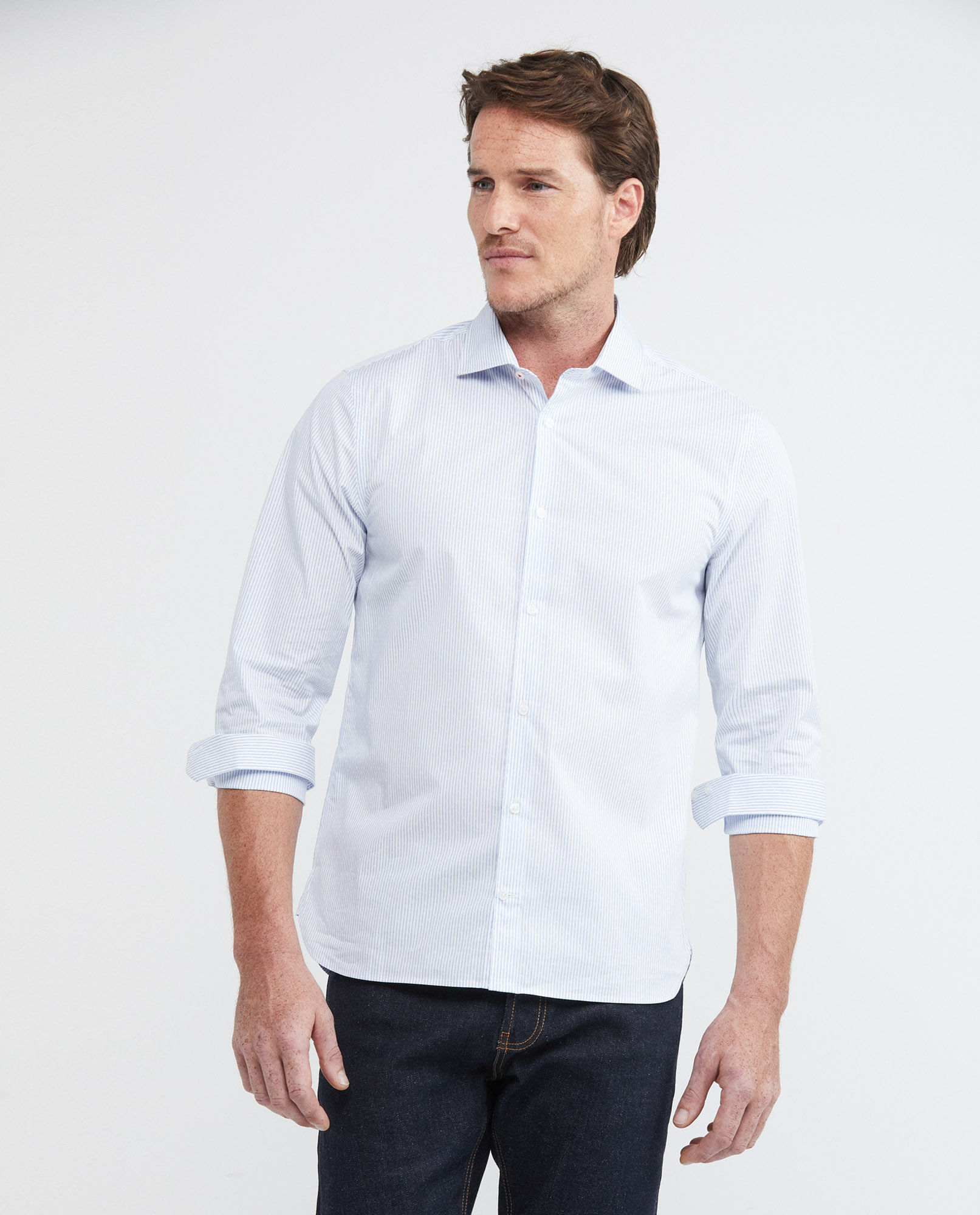 Camisa Premium de Hombre, Slim Fit Manga Larga - Mil Rayas Coolmax + Wrinkle Free