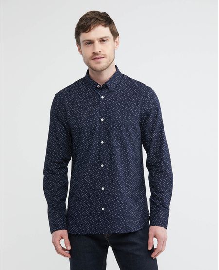 Camisa Premium de Hombre, Slim Fit Manga Larga - Mini Print Fibras Bambú