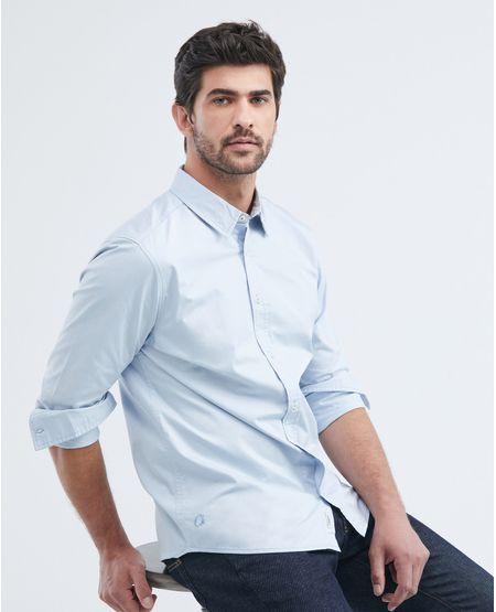 Camisa de Hombre, Slim Fit Manga Larga - Twill 100% Algodón