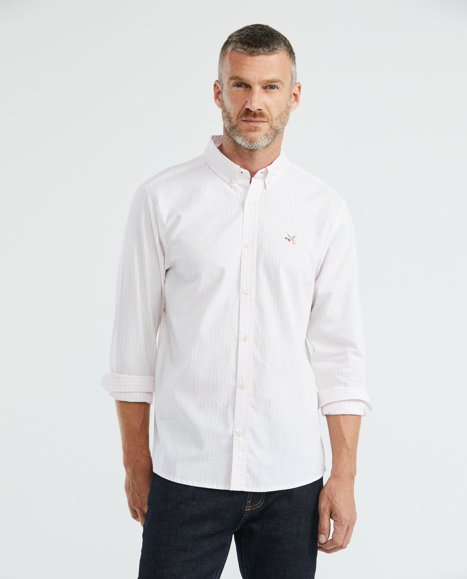 Camisa de Hombre, Classic Fit Manga Larga - Diseño Mil Rayas