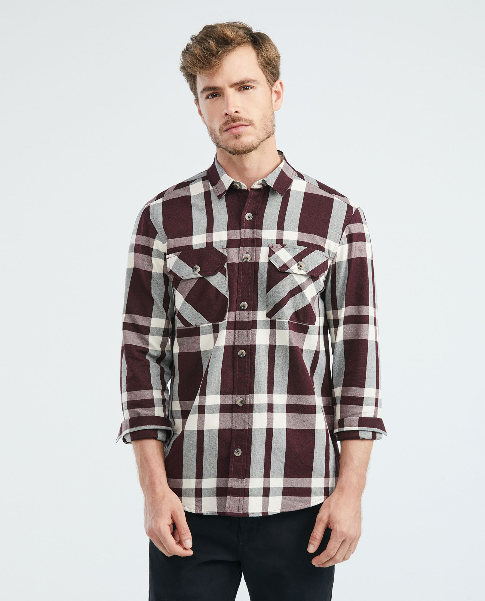 Camisa de Hombre, Classic Fit Manga Larga - Cuadros