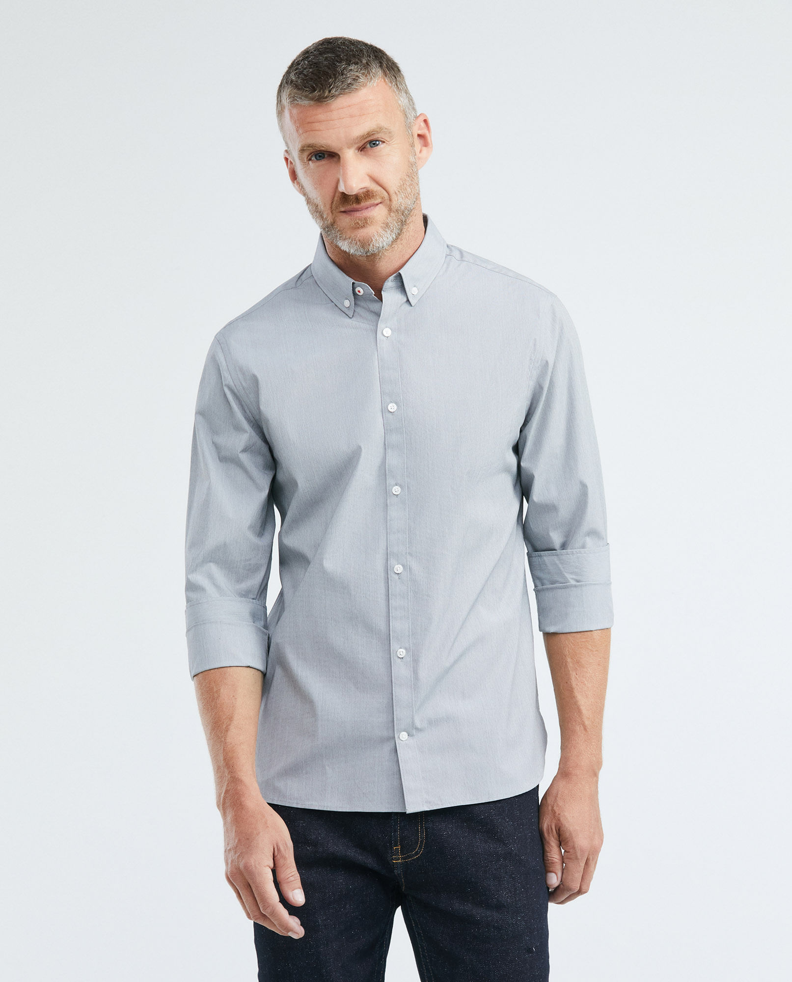 Camisa Premium de Hombre, Slim Fit Manga Larga - Textura Mini Cuadros Coolmax