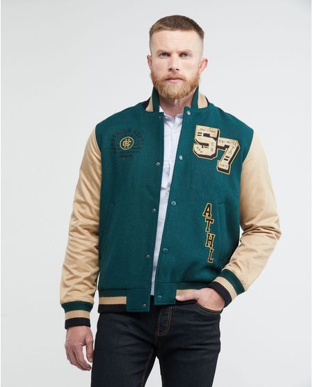 Chaqueta de Hombre, Silueta Bomber - Varsity + Parches