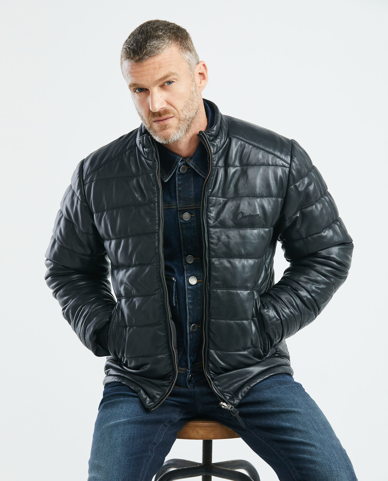 Chaqueta Togs Doble Faz de Cuero Para Hombre