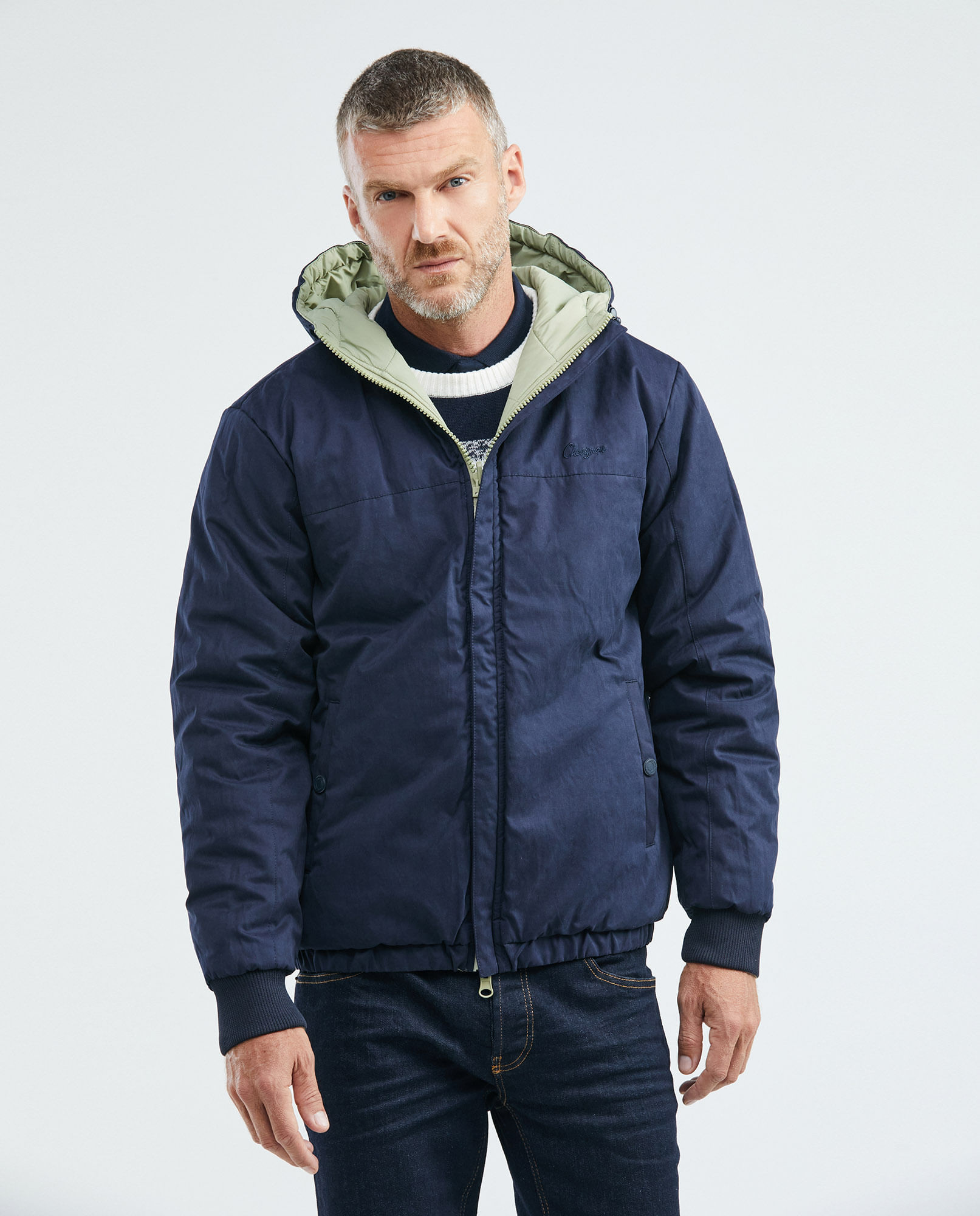Chaqueta de Hombre, Acolchada con Capucha - Doble Faz