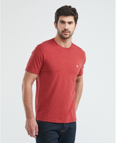 Camiseta Básica de Hombre, Slim Fit Cuello Redondo - Fondo Entero Efecto Melange