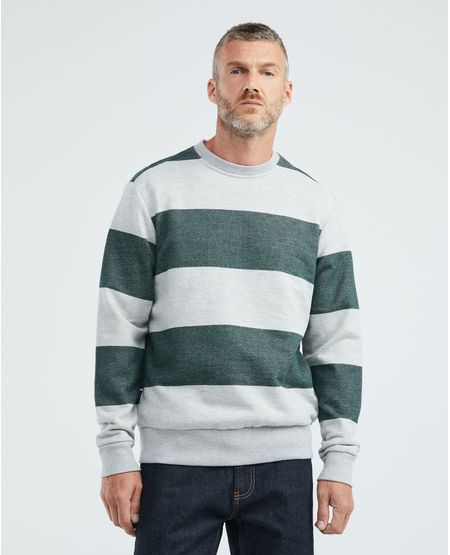 Buzo de Hombre, Cerrado Cuello Redondo - Tipo Sweatshirt Rayas Efecto Jaspeado