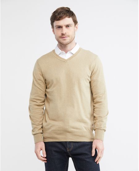 Suéter Tejido para Hombre, Cerrado Cuello en V - Fibras Heather