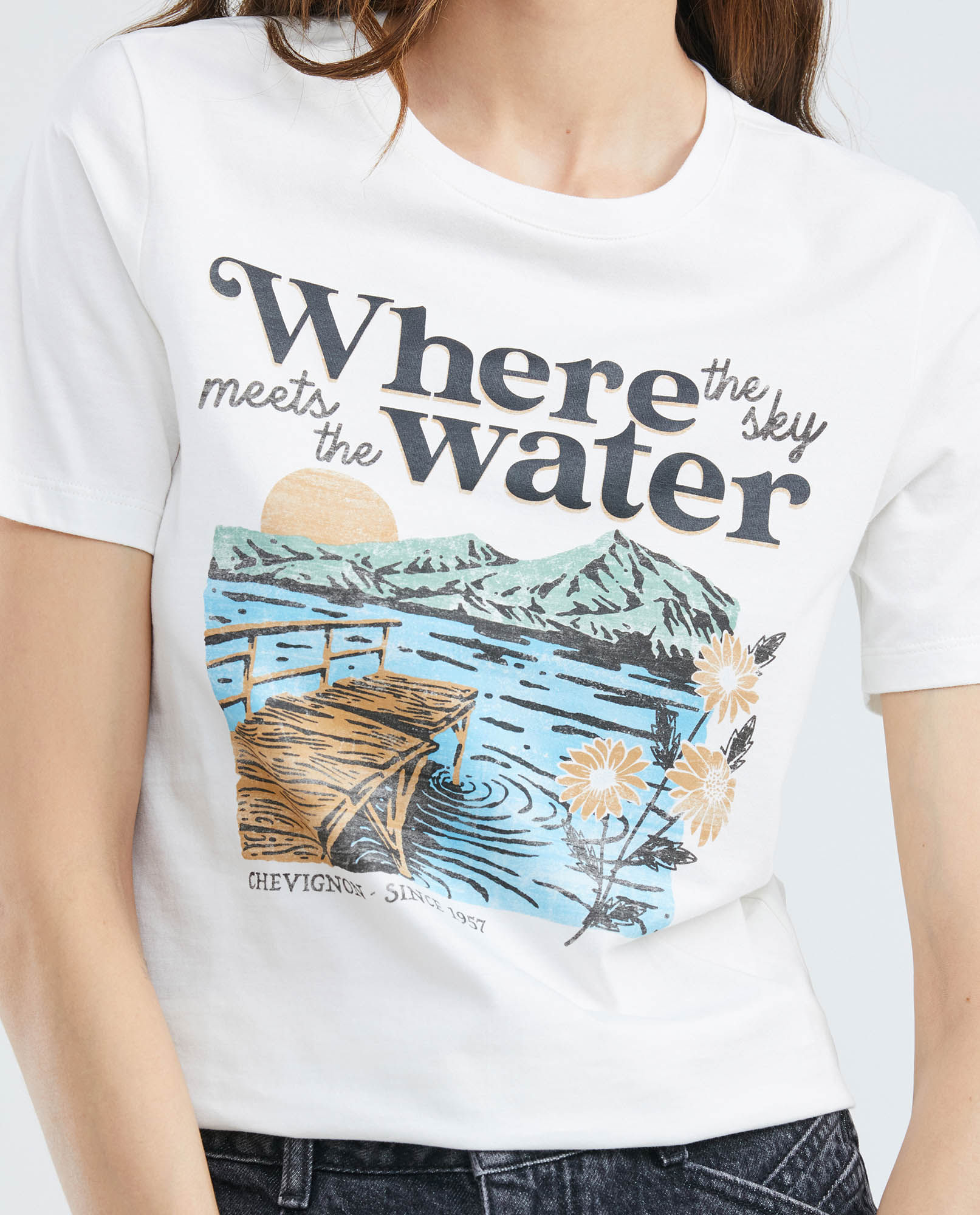 Camiseta Gráfica de Mujer, Manga Corta Cuello Redondo - Gráfico Frontal Estampado