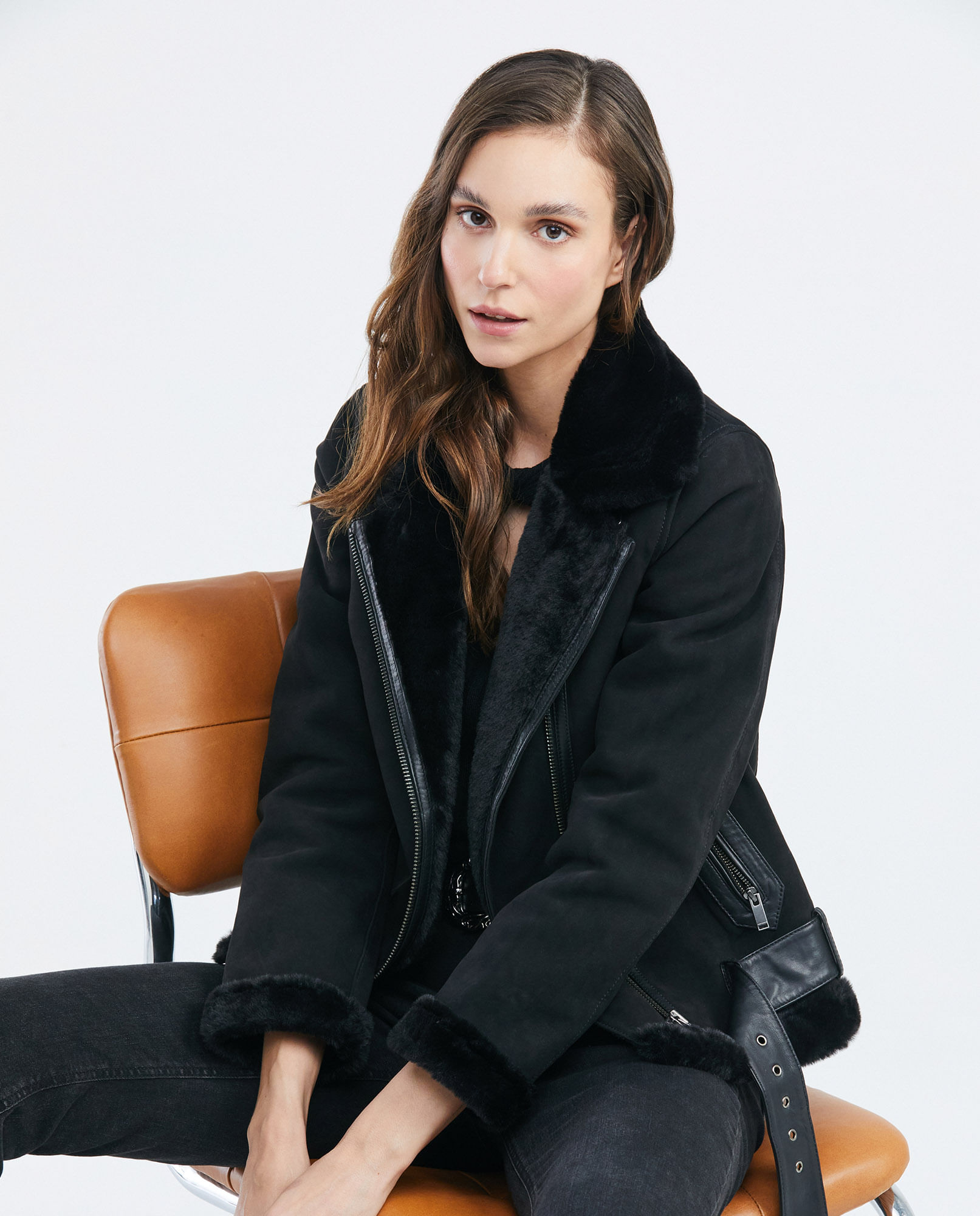 Chaqueta de Mujer Biker con Sherpa