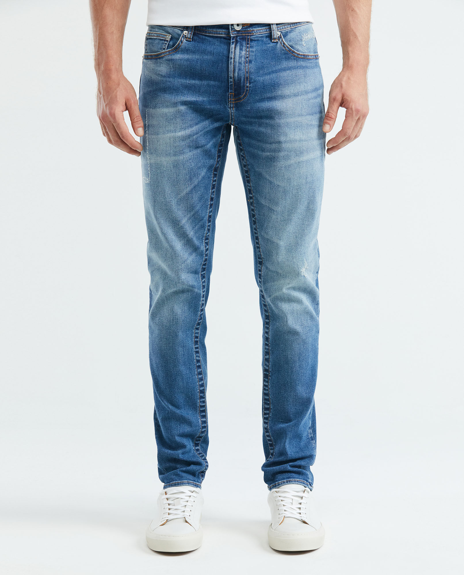 Jean de Hombre Slim Fit, Famous, Bota Slim - Azul Medio Vintage