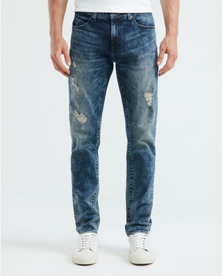 Jean de Hombre Slim Fit, Famous, Bota Slim - Azul Oscuro Vintage