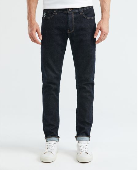 Jean de Hombre Slim Fit, Famous, Bota Slim - Azul Ultra Oscuro Premium Denim