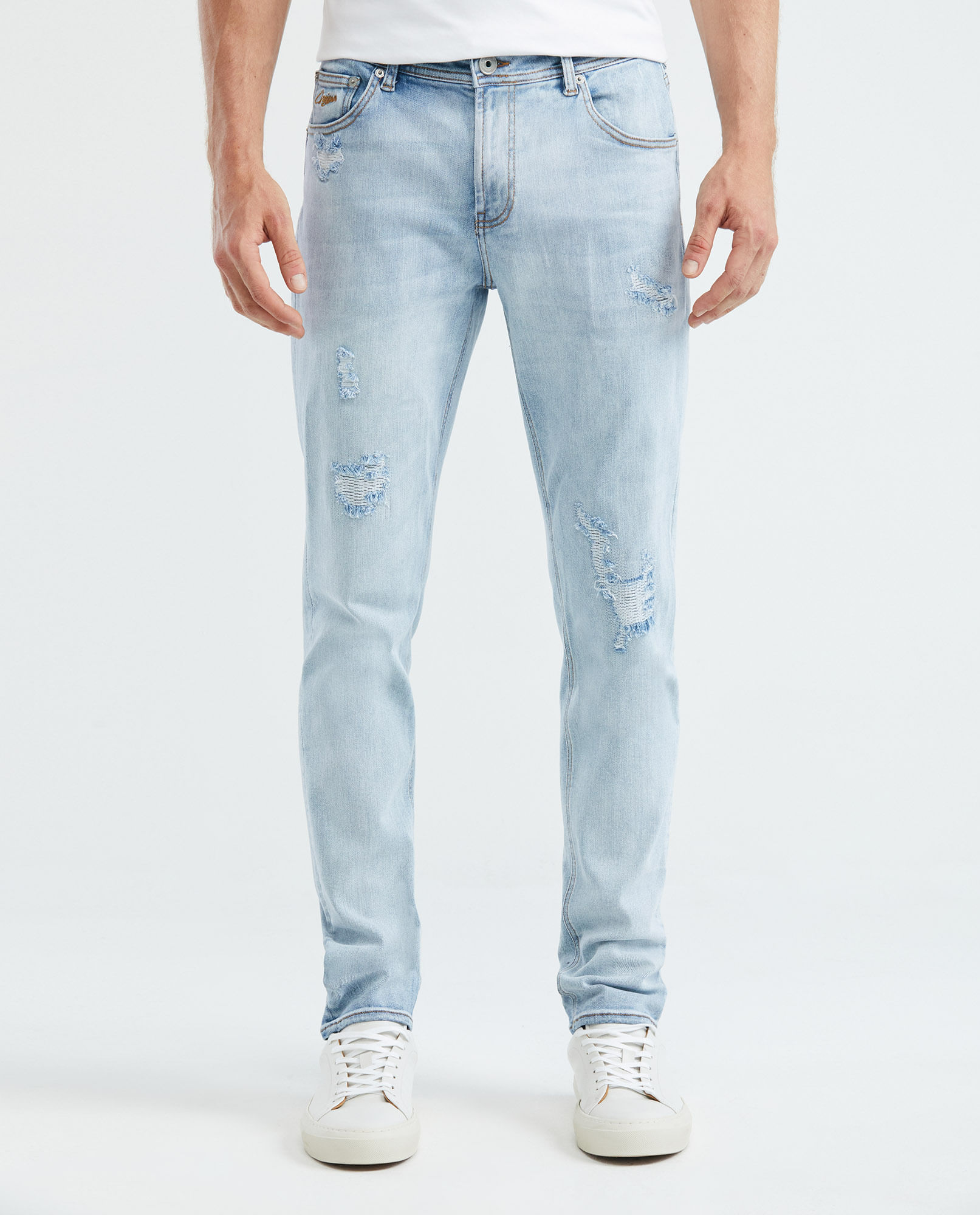 Jean de Hombre Straight Fit, Morrison, Bota Slim - Azul Claro