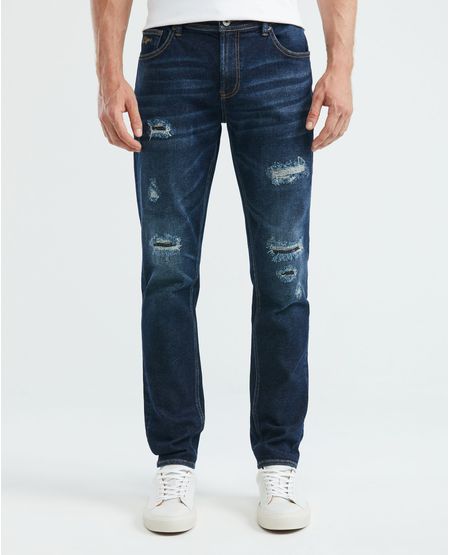 Jean de Hombre Straight Fit, Morrison, Bota Slim - Azul Ultra Oscuro