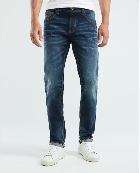 Jean de Hombre Straight Fit, Morrison, Bota Slim - Azul Ultra Oscuro Vintage