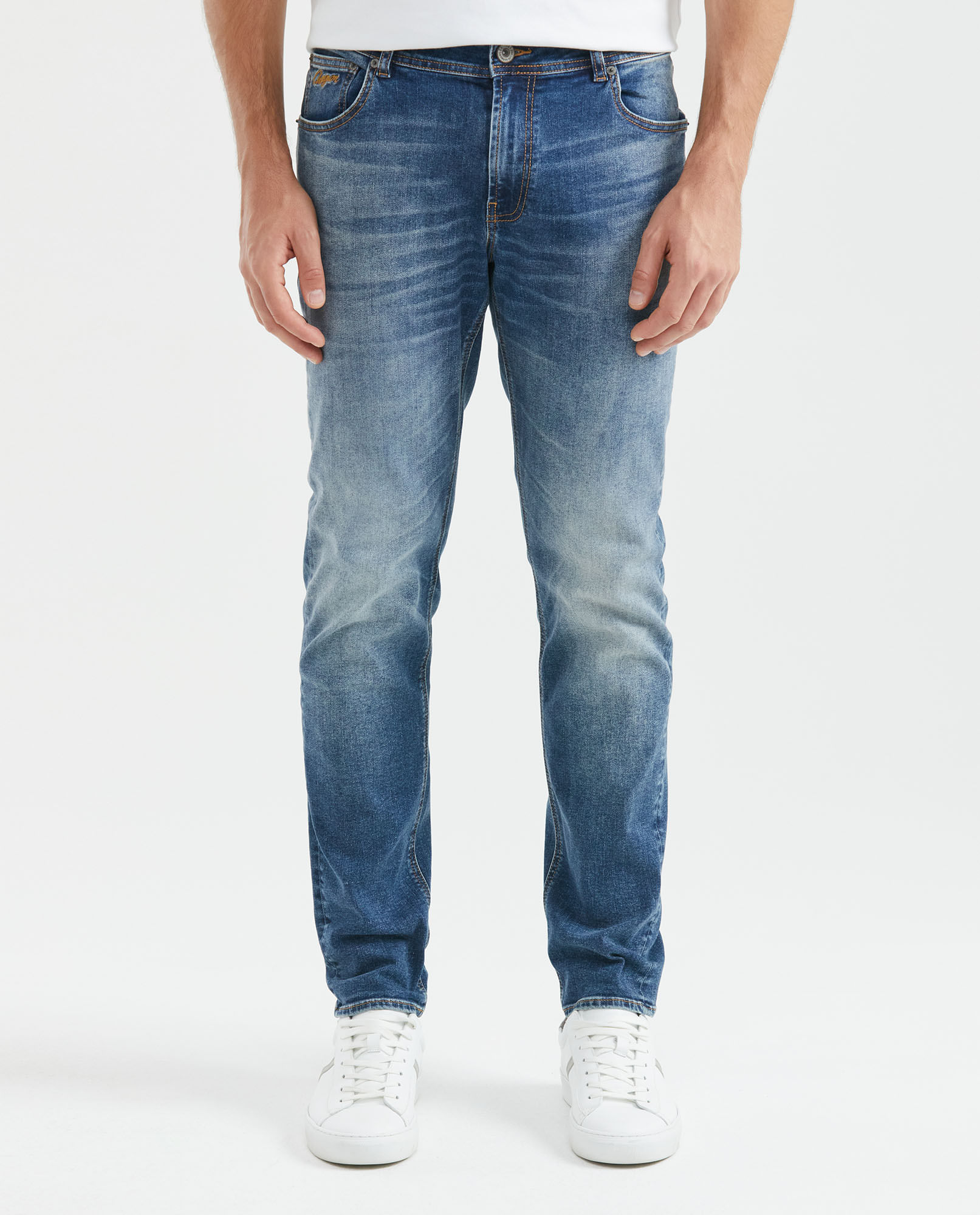 Jean de Hombre Straight Fit, Morrison, Bota Slim - Azul Medio