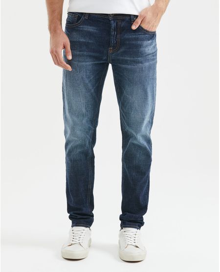 Jean de Hombre Super Slim Fit, Rider, Bota Super Slim - Azul Oscuro Efecto Dirty + Rotos