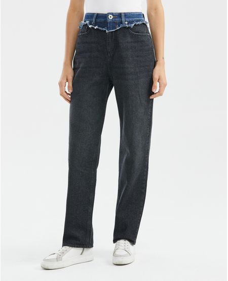 Jean de Mujer Straight Fit, Boot Cut - Gris Oscuro Combinación Telas