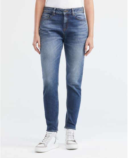 Jean de Mujer Medium Rise, Boyfit, Bota Skinny - Azul Medio Vintage