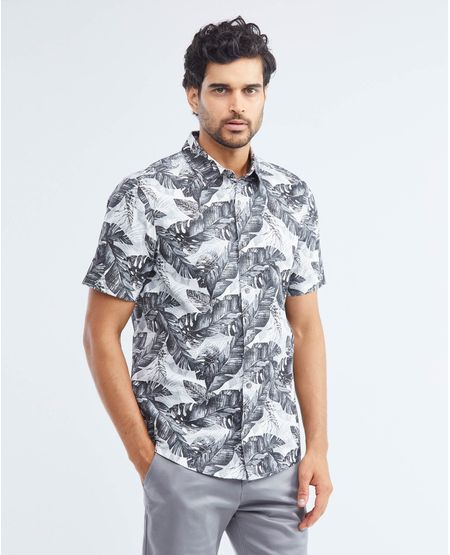 Camisa Resort de Hombre, Classic Fit Manga Corta - Maxi Print Palmeras
