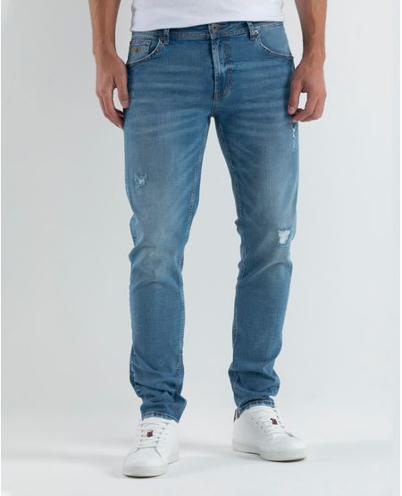 Jean de Hombre Straight Fit, Morrison, Bota Slim - Azul Medio