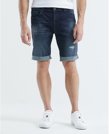 Bermuda de Hombre en Denim, Straight Fit - Azul Oscuro