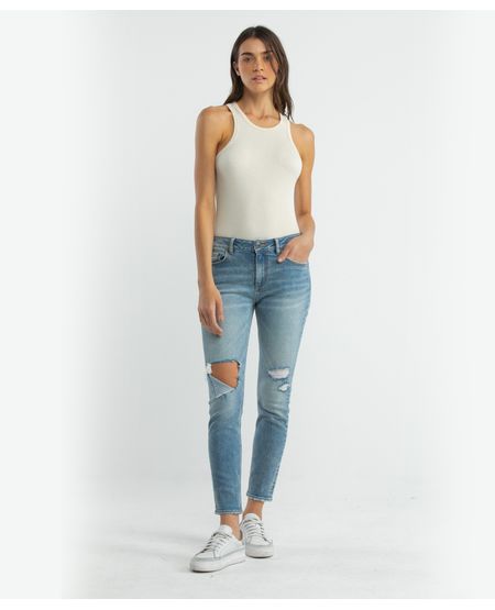 Jean de Mujer High Rise, Cosmo, Bota Skinny - Azul Medio