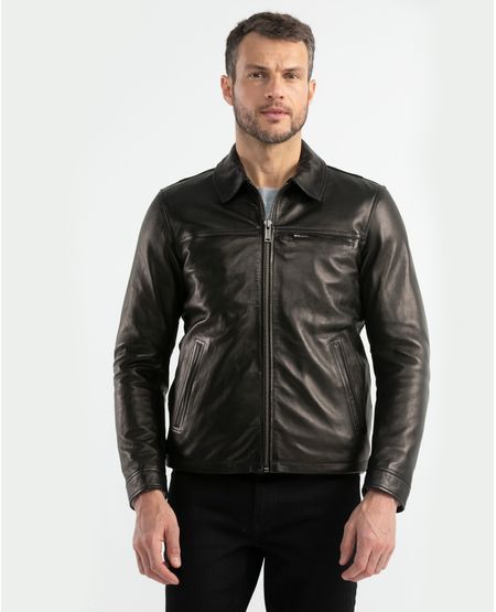 Chaqueta de Hombre en Cuero, Silueta Clásica - Piel de Cordero