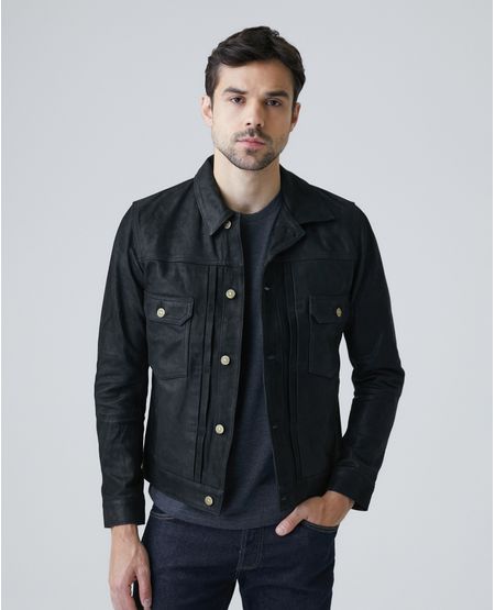 Chaqueta de Hombre en Cuero, Tipo Trucker - Piel de Cordero