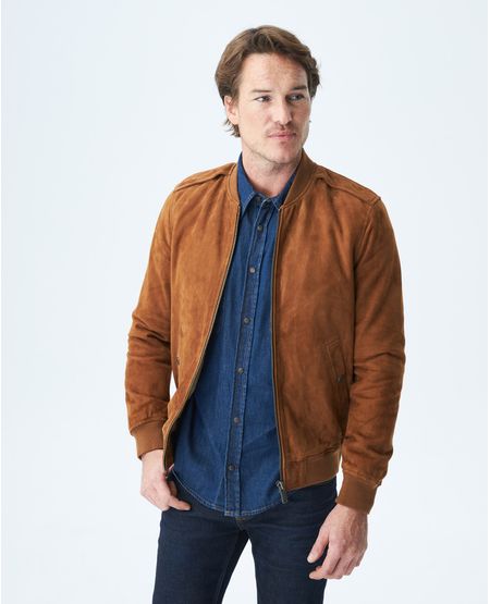 Chaqueta de Hombre en Cuero, Tipo Teddy - Repelente al Agua