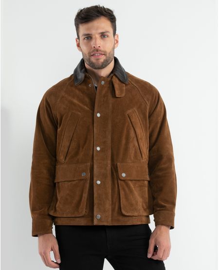 Chaqueta de Hombre en Cuero, Tipo Parka - Serraje