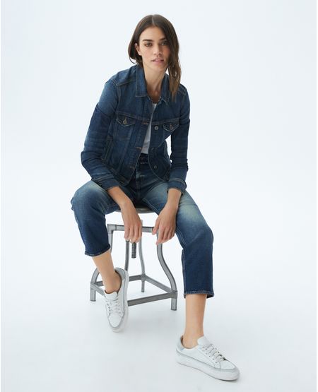 Jean de Mujer Medium Rise, Boyfit, Boot Cut - Azul Oscuro Heritage