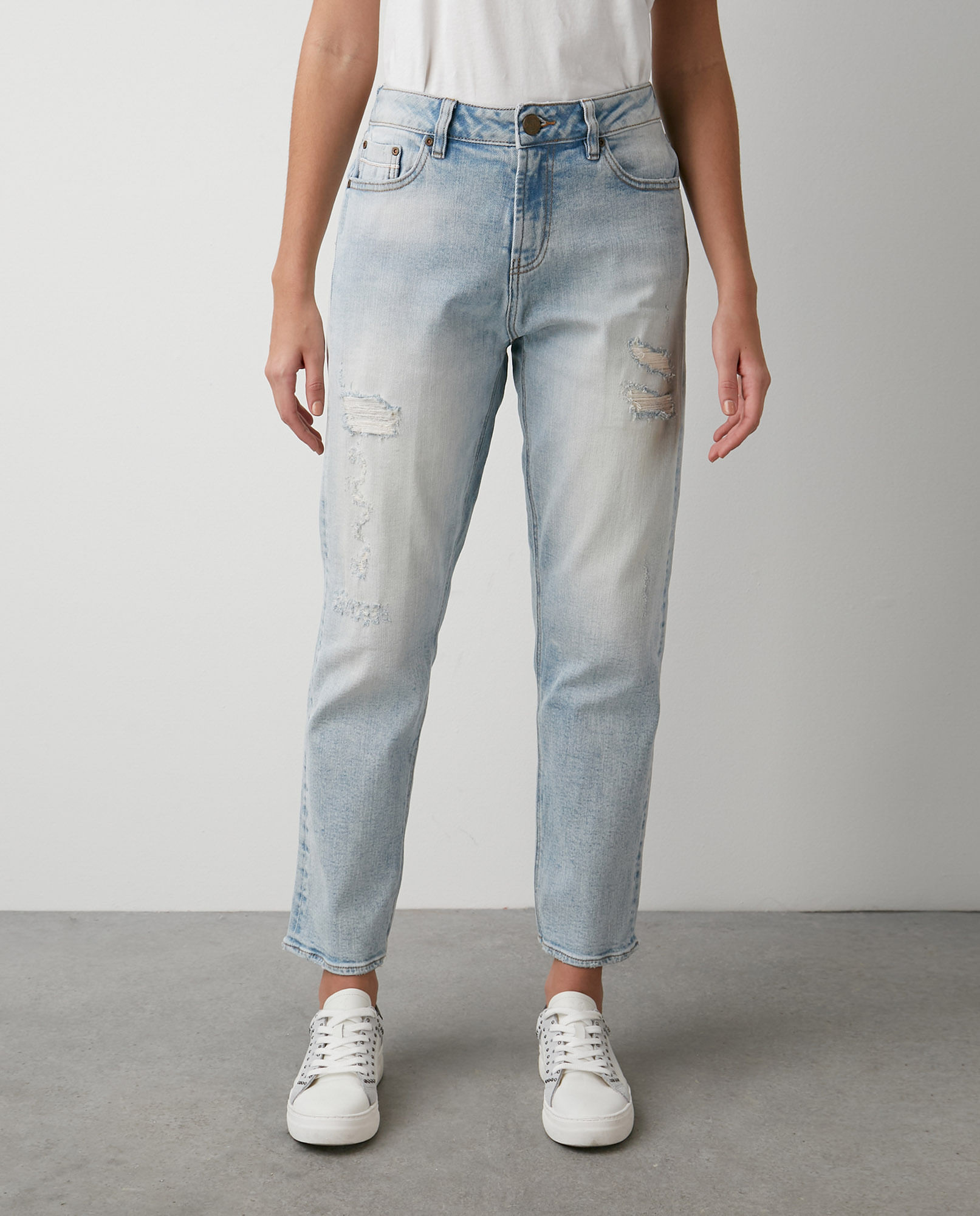 Jean de Mujer Boyfit Heritage Selvedge, Medium Rise Bota Skinny - Azul Claro