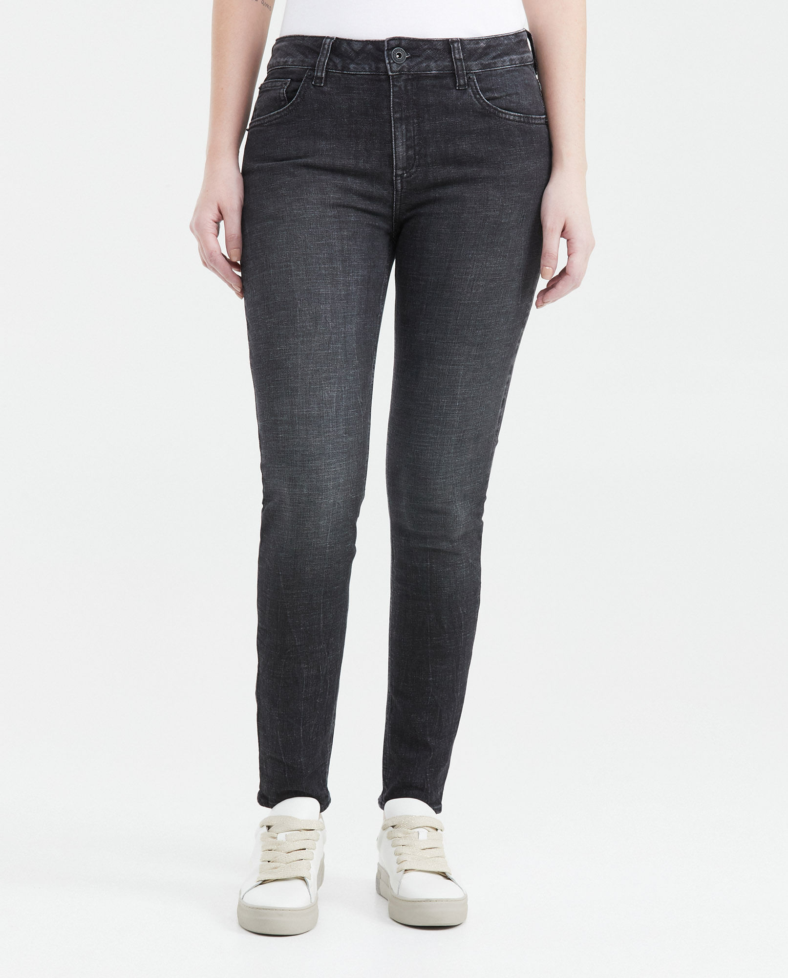 Jean High Rise Bota Slim Gris Oscuro para Mujer
