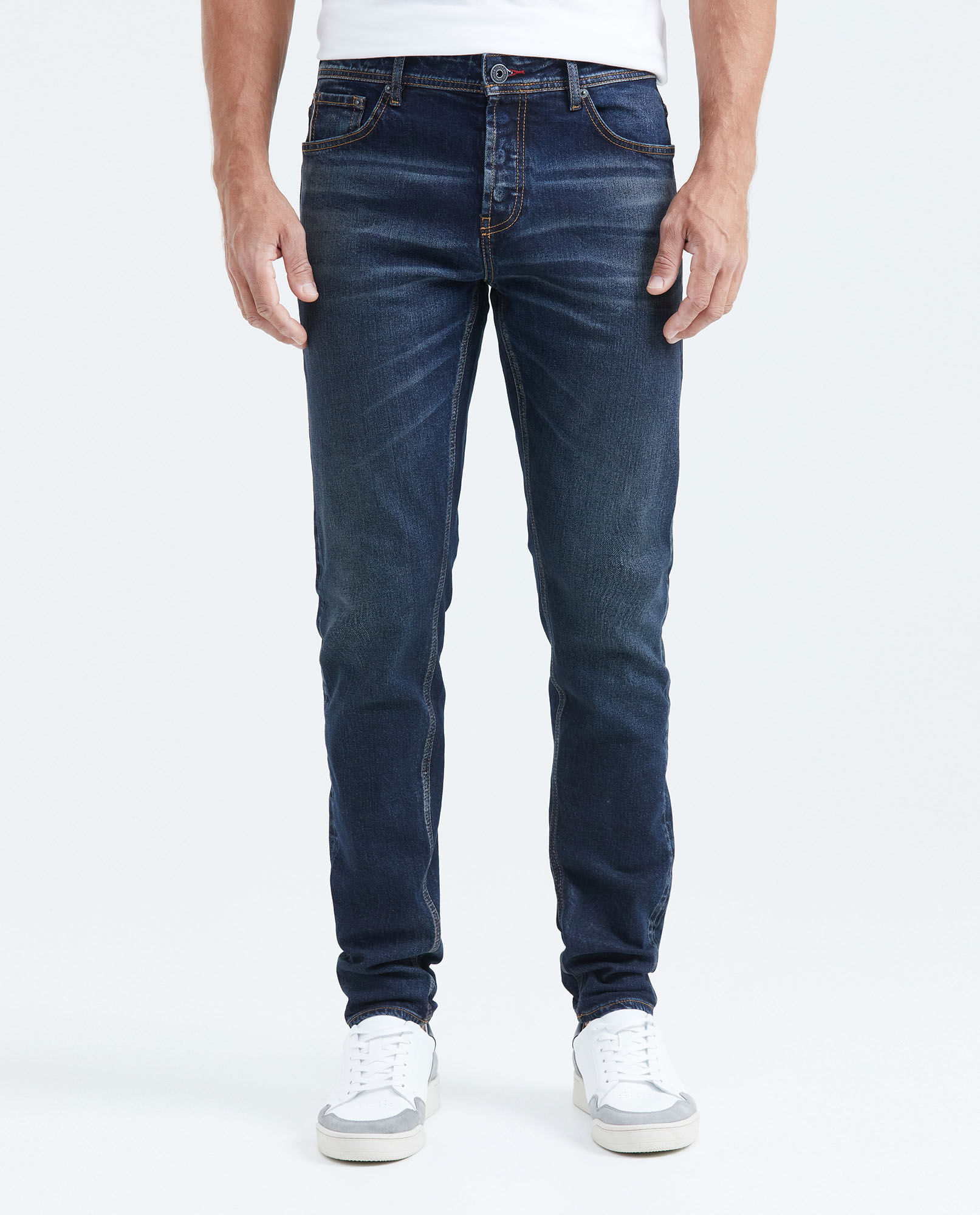 Jean Súper Slim Fit Tiro Bajo Bota Super Slim Azul Oscuro para Hombre