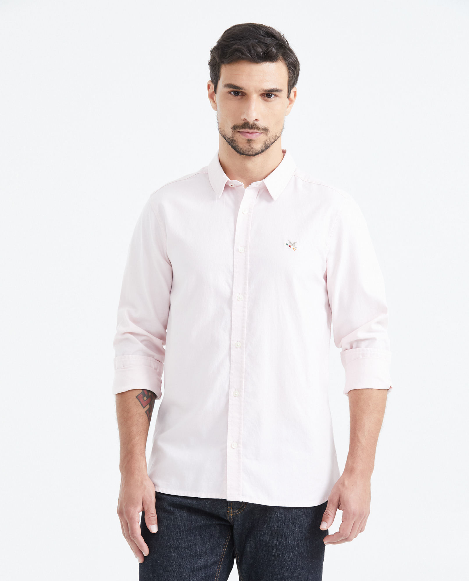 Camisa Slim Fit Manga Larga en Oxford Algodón para Hombre