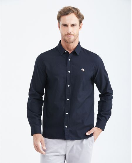 Camisa Slim Fit Manga Larga en Oxford Algodón para Hombre