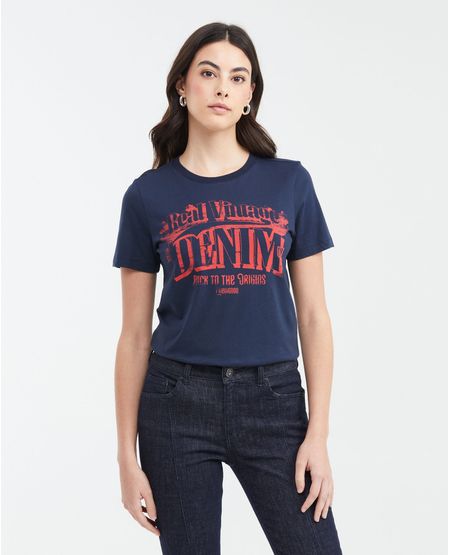 Camiseta Estampada con Efecto Desgastado para Mujer
