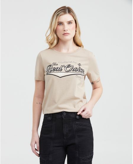 Camiseta Estampada con Detalles Bordados para Mujer