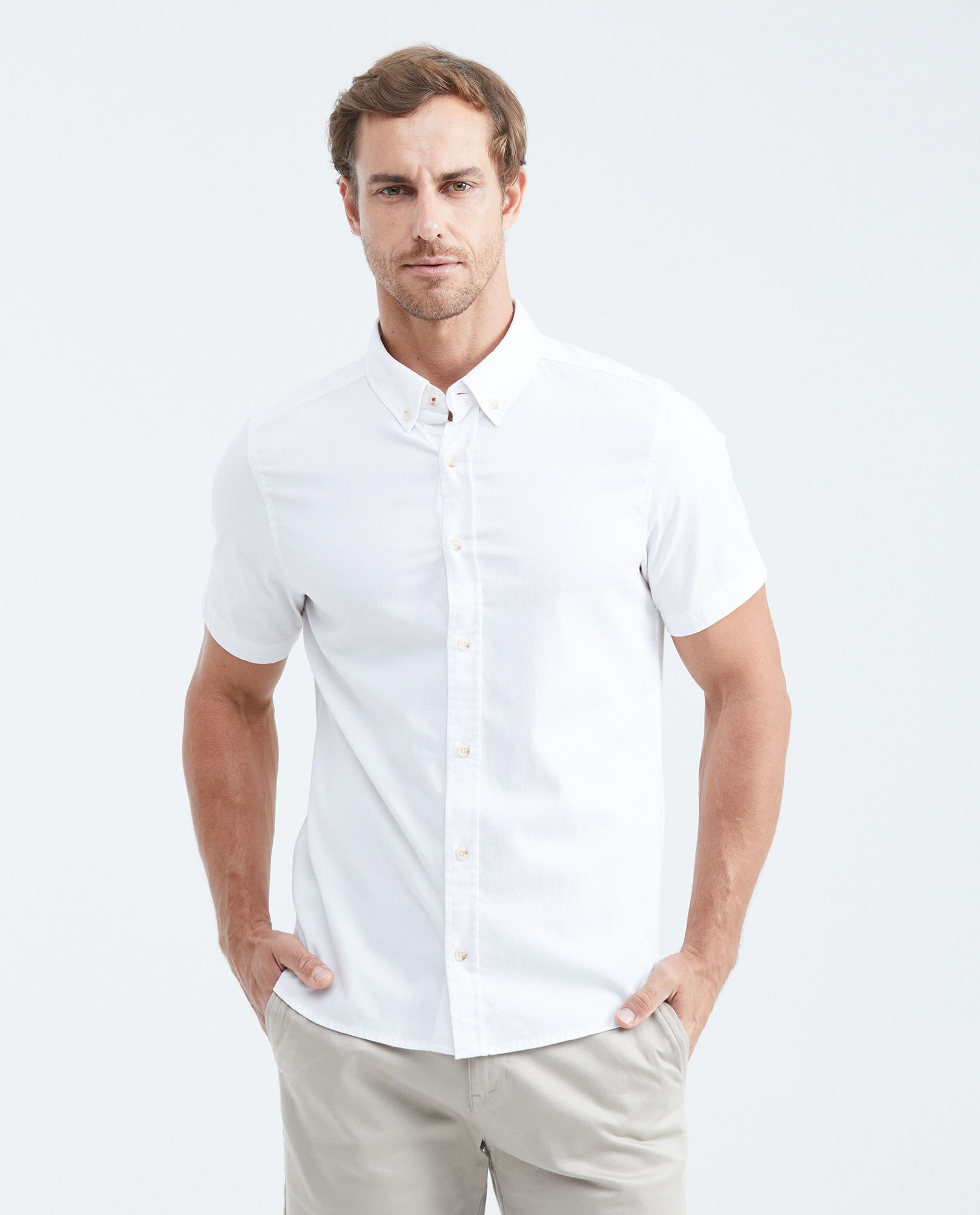 Camisa Slim Fit Manga Corta para Hombre