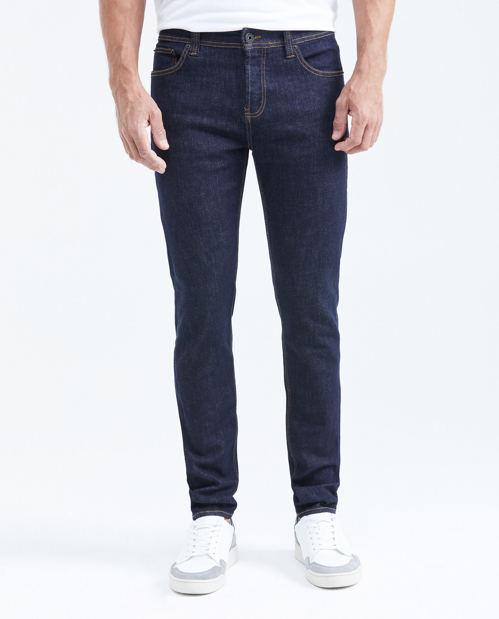 Jean Súper Slim Fit Tiro Bajo Bota Súper Ajustada Azul Ultra Oscuro para Hombre