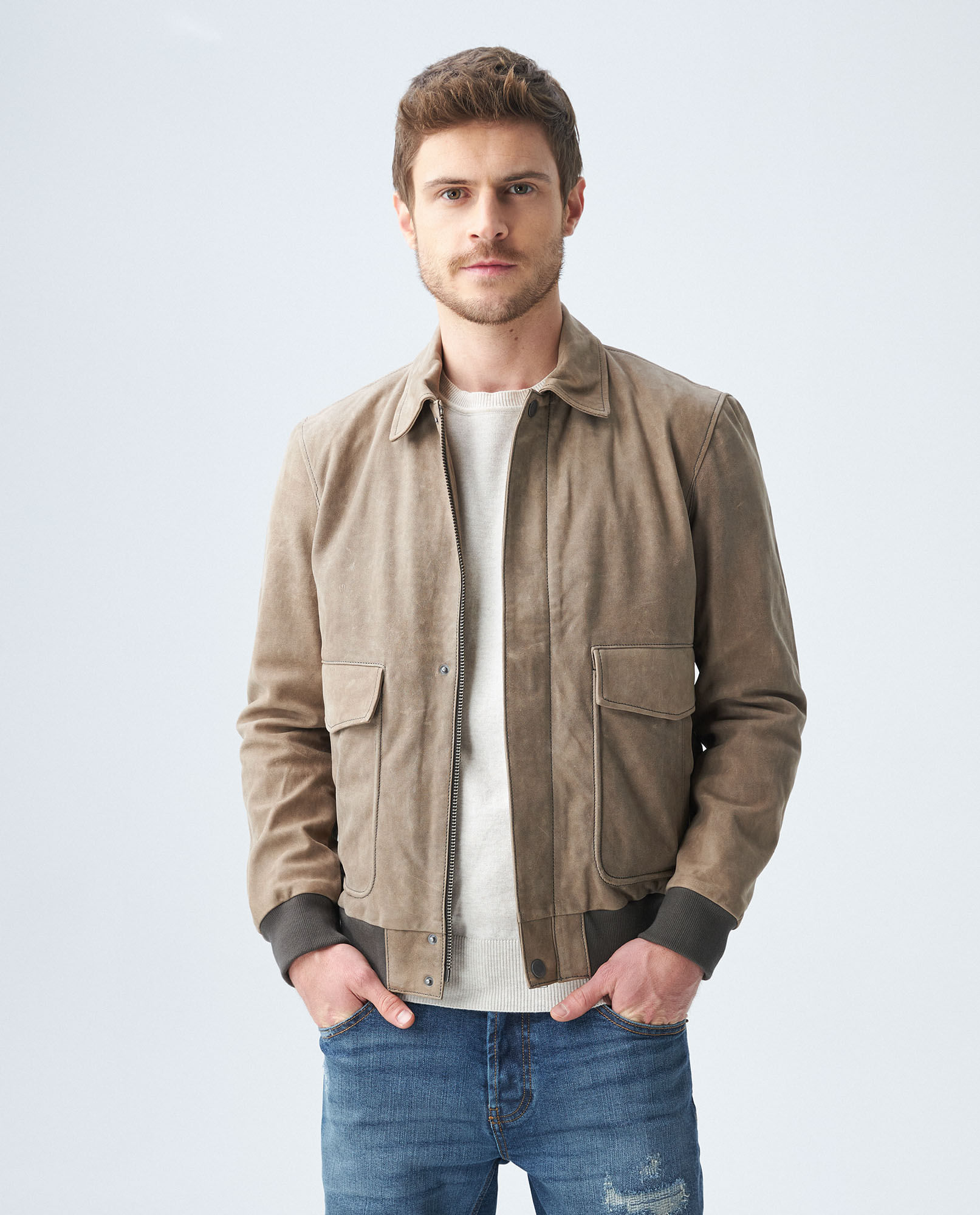 Chaqueta de Hombre en Cuero, Tipo Aviador