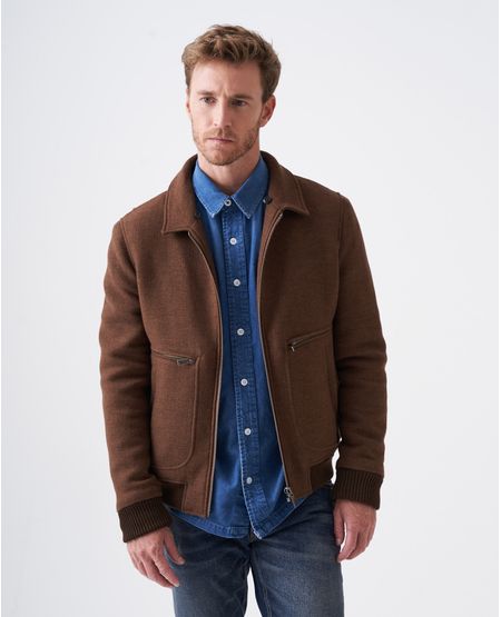 Chaqueta de Hombre en Paño - Cuello Ovejero Removible